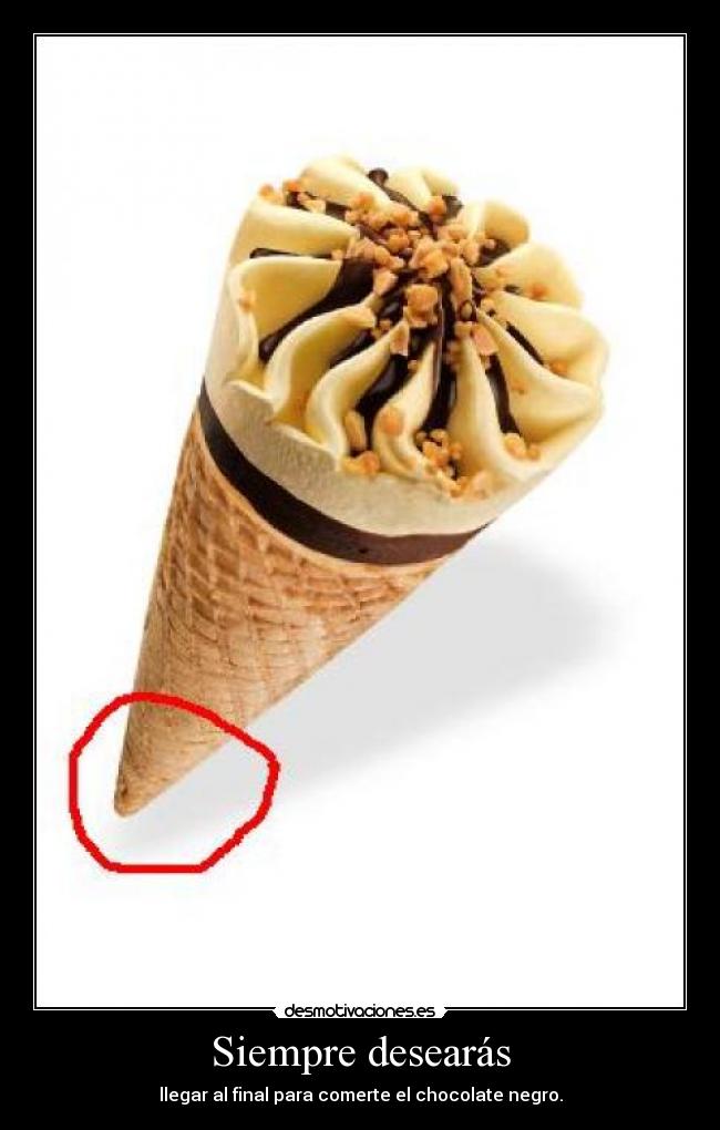 carteles cono relleno chocolate negro final desmotivaciones