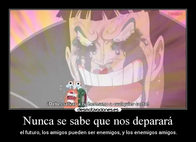 Nunca se sabe que nos deparará - el futuro, los amigos pueden ser enemigos, y los enemigos amigos.