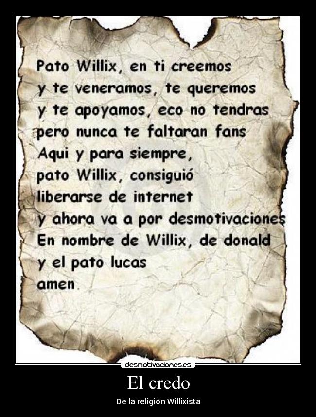 El credo - De la religión Willixista