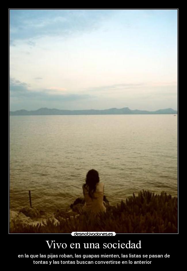 Vivo en una sociedad - en la que las pijas roban, las guapas mienten, las listas se pasan de
tontas y las tontas buscan convertirse en lo anterior  