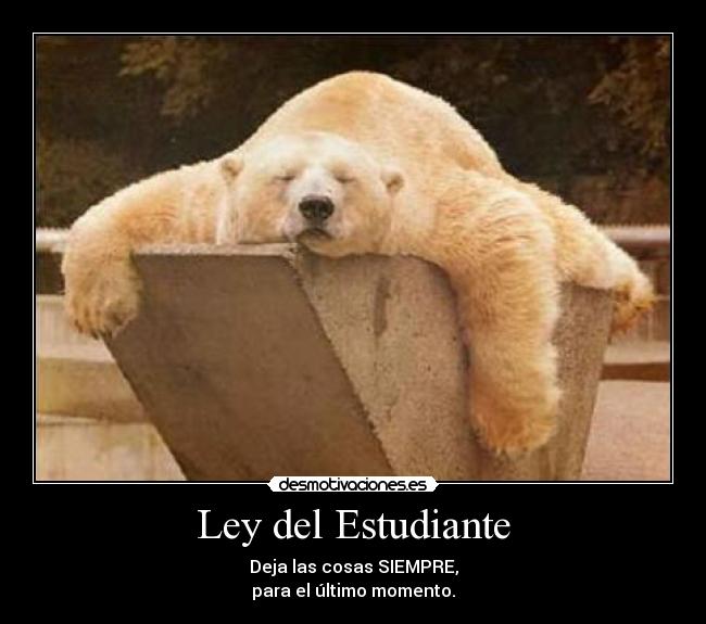 Ley del Estudiante - Deja las cosas SIEMPRE,
para el último momento.