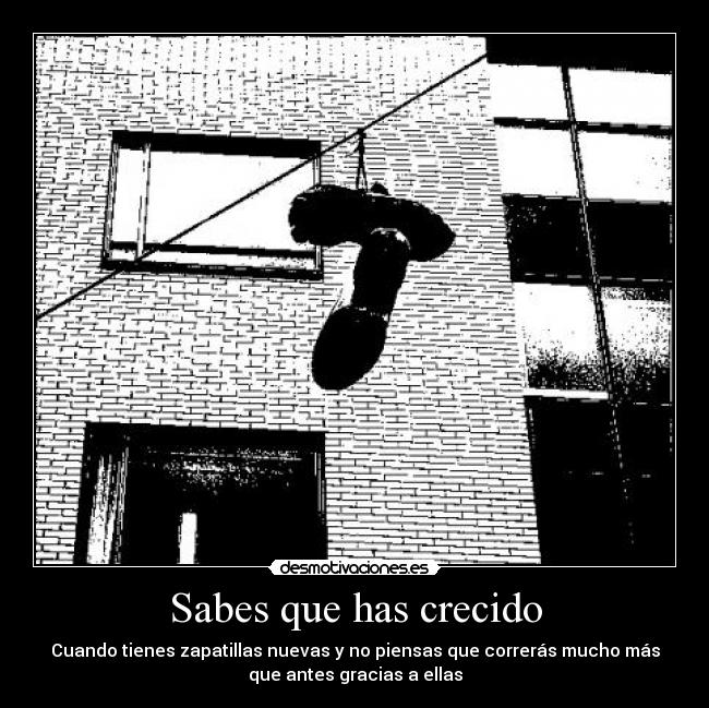 Sabes que has crecido - Cuando tienes zapatillas nuevas y no piensas que correrás mucho más
que antes gracias a ellas