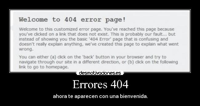 Errores 404 - ahora te aparecen con una bienvenida.