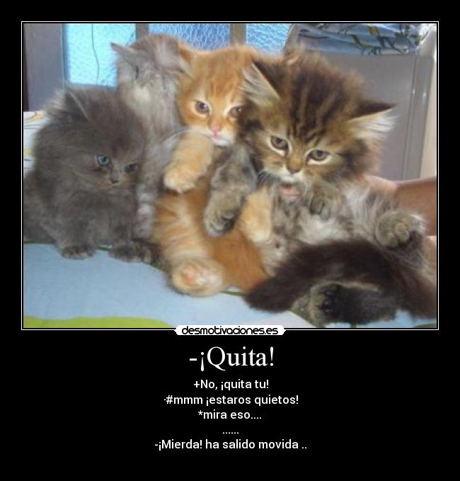 -¡Quita! - +No, ¡quita tu!
·#mmm ¡estaros quietos!
*mira eso....
......
-¡Mierda! ha salido movida ..