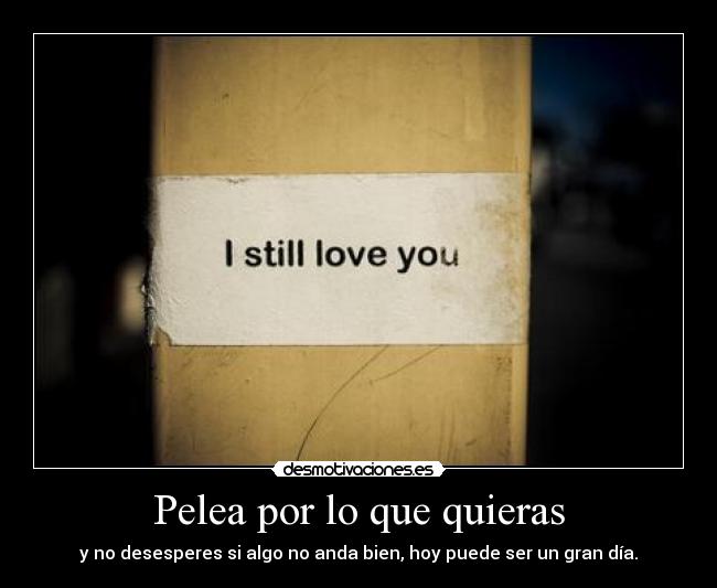 Pelea por lo que quieras - y no desesperes si algo no anda bien, hoy puede ser un gran día.