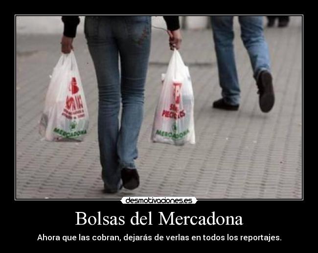 Bolsas del Mercadona - Ahora que las cobran, dejarás de verlas en todos los reportajes.