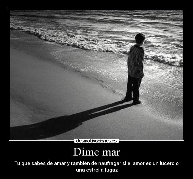 Dime mar - Tu que sabes de amar y también de naufragar si el amor es un lucero o
una estrella fugaz