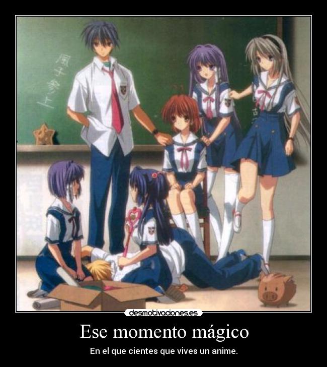 carteles clannad anime momento vives magico escuela desmotivaciones