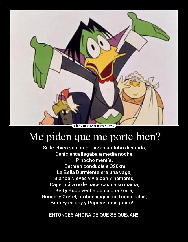 carteles tarzan cenicienta pinocho batman bella durmiente blanca nieves caperucita betty boop barney popey desmotivaciones