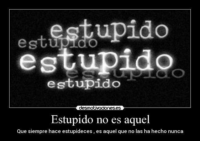 Estupido no es aquel - Que siempre hace estupideces , es aquel que no las ha hecho nunca