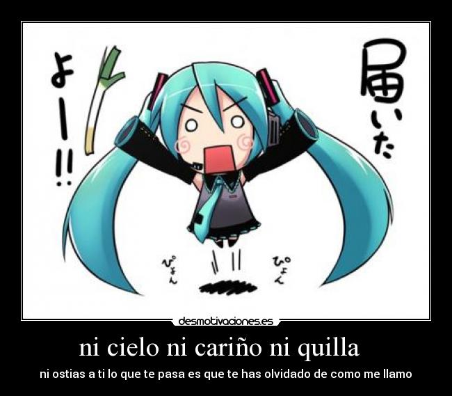ni cielo ni cariño ni quilla - ni ostias a ti lo que te pasa es que te has olvidado de como me llamo