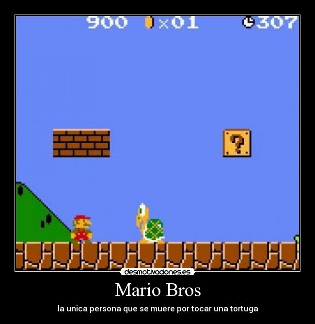 Mario Bros - la unica persona que se muere por tocar una tortuga