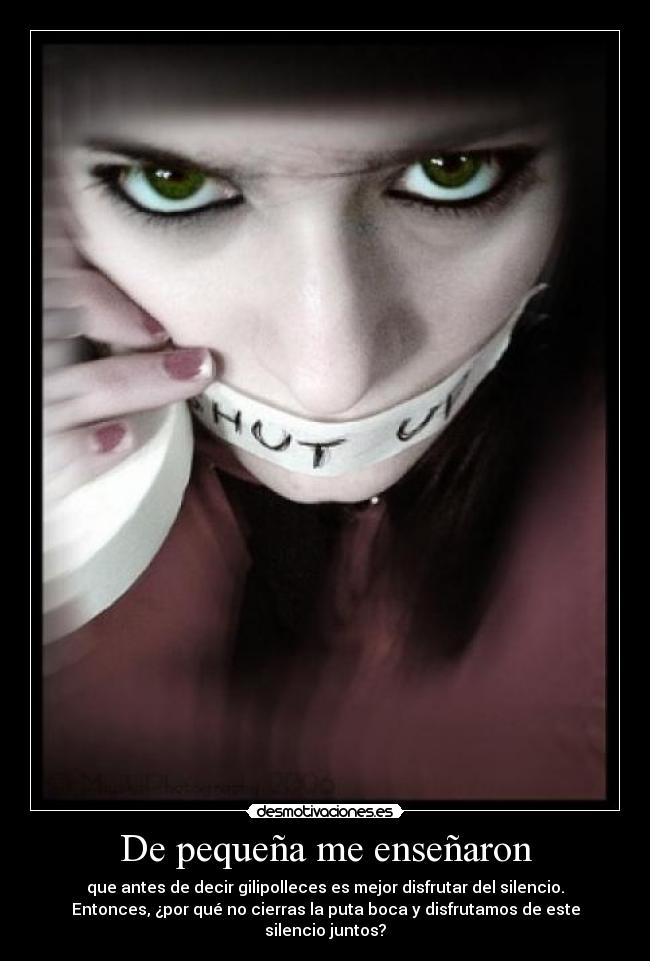 carteles pequena ensenanzas antes decir gilipolleces mejor disfrutar silencio cierras puta boca junto desmotivaciones