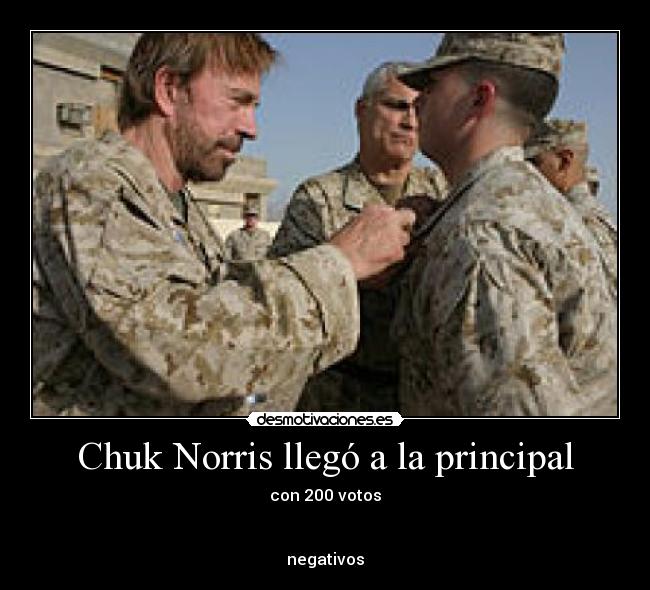 Chuk Norris llegó a la principal - con 200 votos
negativos