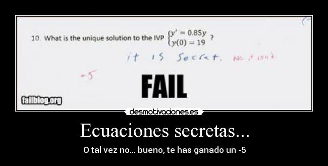 Ecuaciones secretas... -