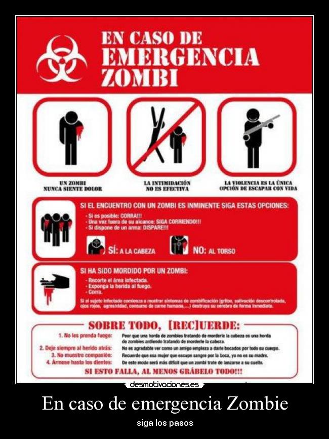 En caso de emergencia Zombie - siga los pasos