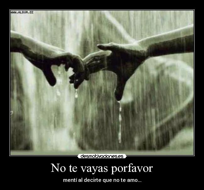 No te vayas porfavor - mentí al decirte que no te amo...