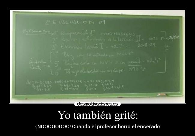Yo también grité: - -¡NOOOOOOOO! Cuando el profesor borro el encerado.