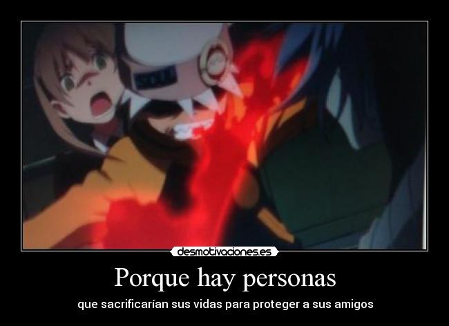 carteles soul maka soul eater proteger sacrificio amistad desmotivaciones