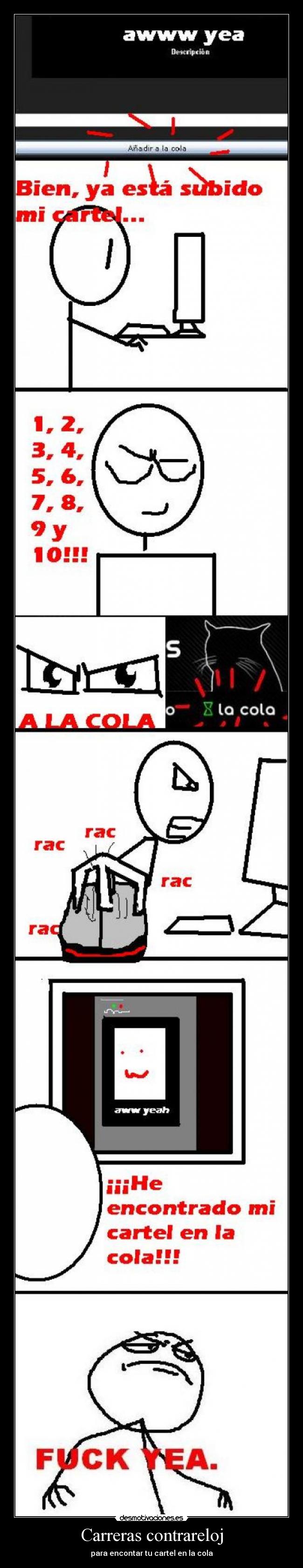 Carreras contrareloj - para encontar tu cartel en la cola