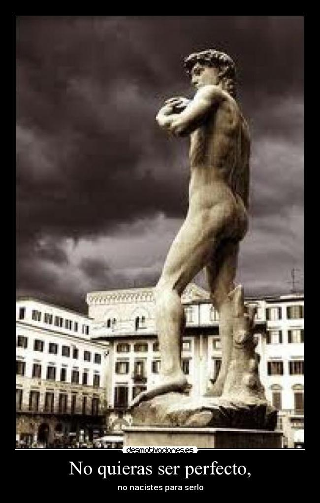 No quieras ser perfecto, - no nacistes para serlo