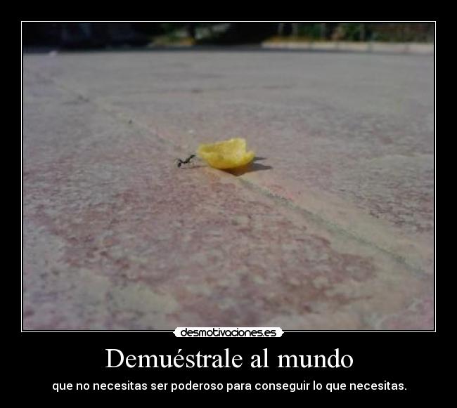 Demuéstrale al mundo - que no necesitas ser poderoso para conseguir lo que necesitas.