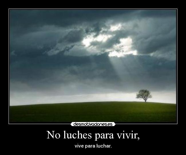 No luches para vivir, -