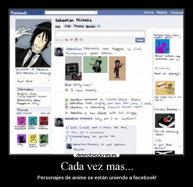 Cada vez mas... - Personajes de anime se están uniendo a facebook!
