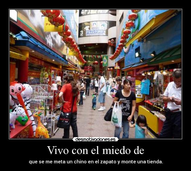 Vivo con el miedo de - que se me meta un chino en el zapato y monte una tienda.