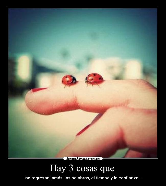 Hay 3 cosas que - no regresan jamás: las palabras, el tiempo y la confianza...