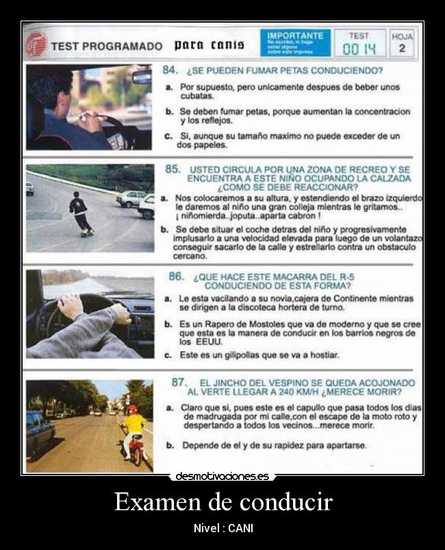 Examen de conducir - Nivel : CANI