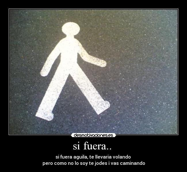 si fuera.. - si fuera aguila, te llevaria volando
pero como no lo soy te jodes i vas caminando