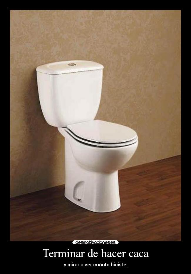 Terminar de hacer caca - y mirar a ver cuánto hiciste.