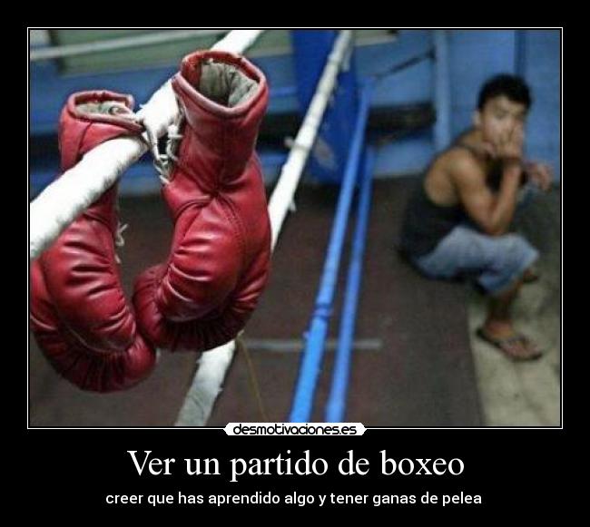 Ver un partido de boxeo - creer que has aprendido algo y tener ganas de pelea