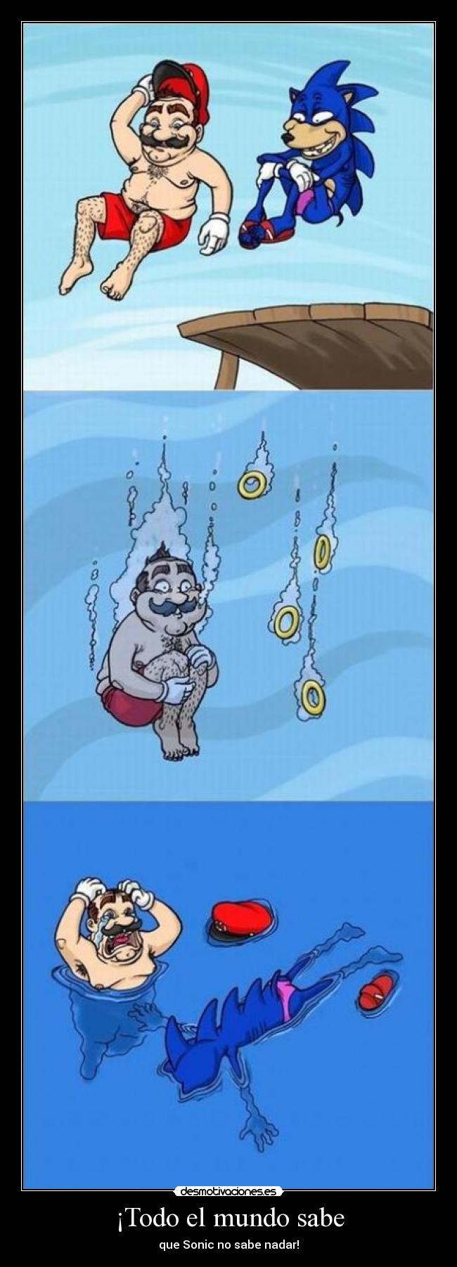¡Todo el mundo sabe - que Sonic no sabe nadar!