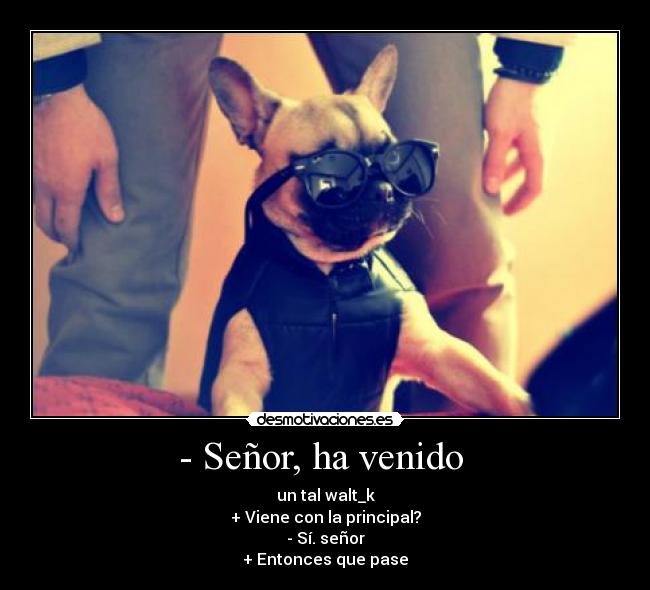 - Señor, ha venido  - un tal walt_k
+ Viene con la principal?
- Sí. señor
+ Entonces que pase