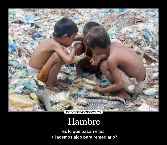 Hambre - es lo que pasan ellos.
¿Hacemos algo para remediarlo?