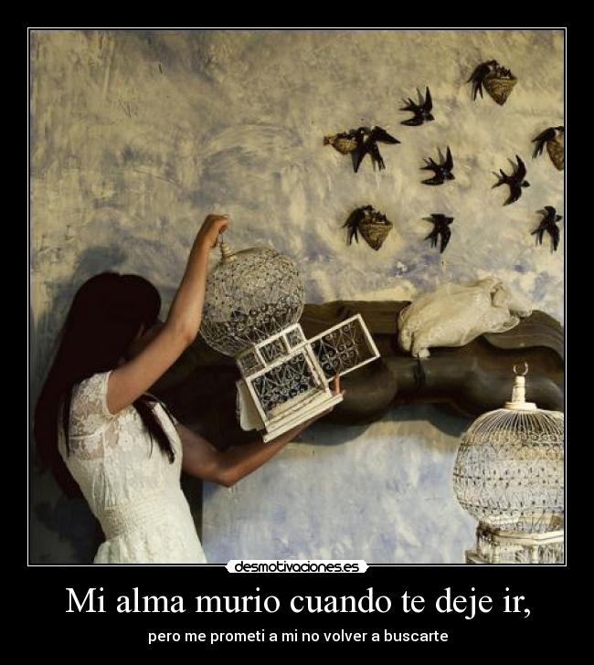 Mi alma murio cuando te deje ir, - pero me prometi a mi no volver a buscarte