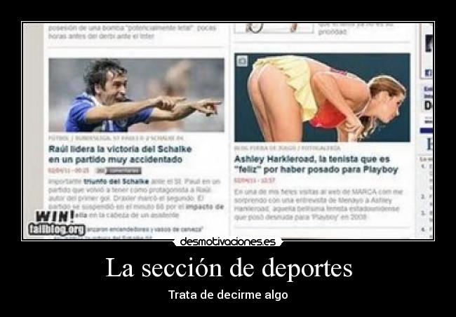 La sección de deportes -