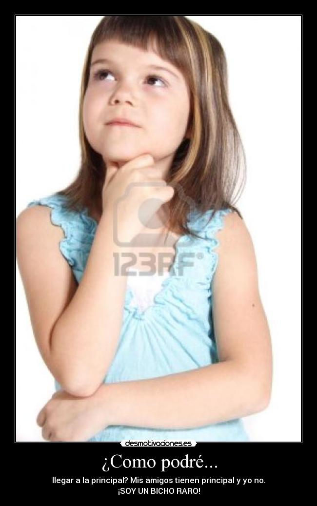 ¿Como podré... - llegar a la principal? Mis amigos tienen principal y yo no.
¡SOY UN BICHO RARO!