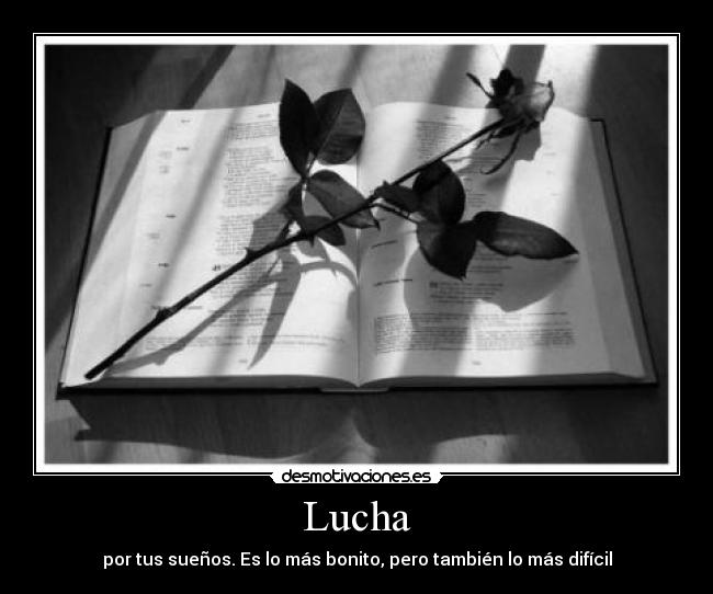 Lucha - por tus sueños. Es lo más bonito, pero también lo más difícil