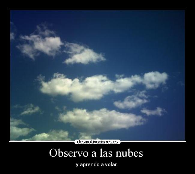 Observo a las nubes  - y aprendo a volar. 
