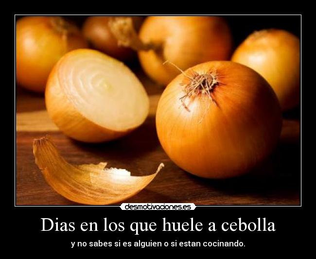Dias en los que huele a cebolla - y no sabes si es alguien o si estan cocinando.