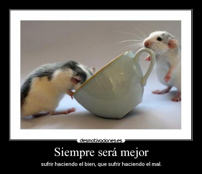 Siempre será mejor - sufrir haciendo el bien, que sufrir haciendo el mal.
