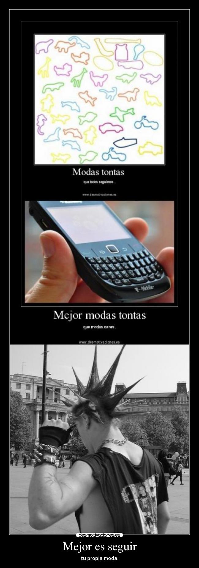 carteles moda seguir tontas punk cresta blackberry desmotivaciones