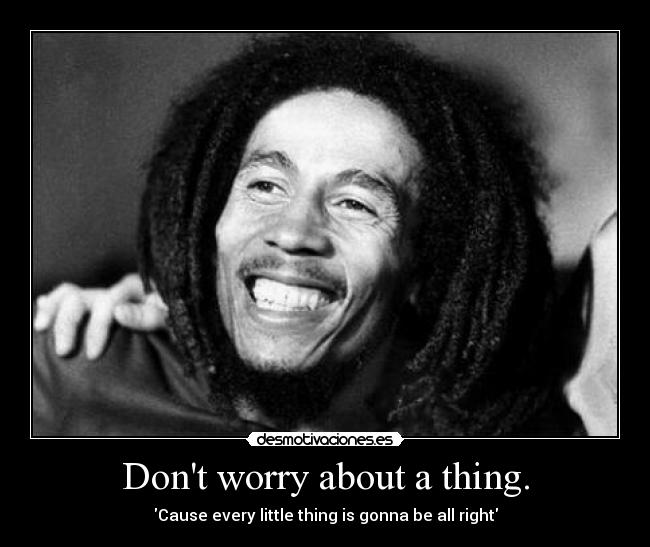 Dont worry about a thing. - Cause every little thing is gonna be all right