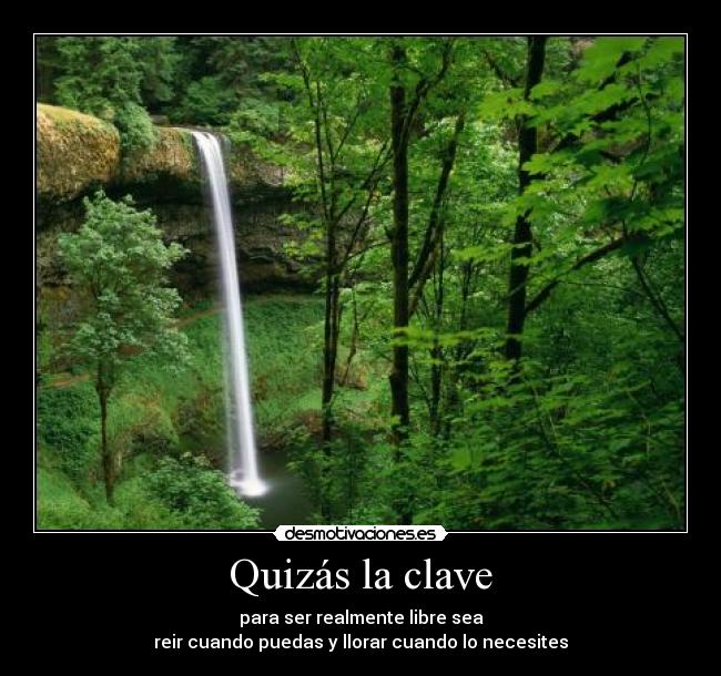 Quizás la clave - para ser realmente libre sea
reir cuando puedas y llorar cuando lo necesites