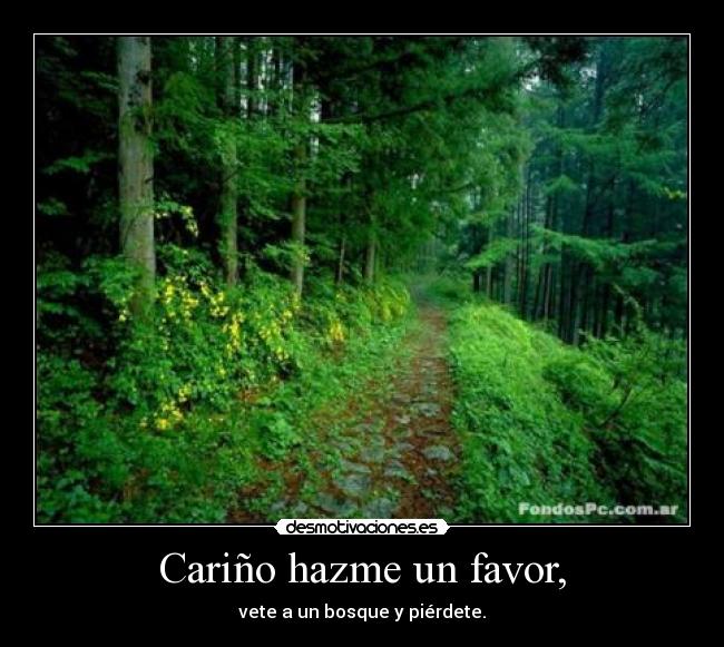 Cariño hazme un favor, - vete a un bosque y piérdete.