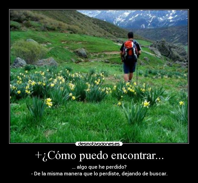 +¿Cómo puedo encontrar... - ... algo que he perdido?
- De la misma manera que lo perdiste, dejando de buscar.
