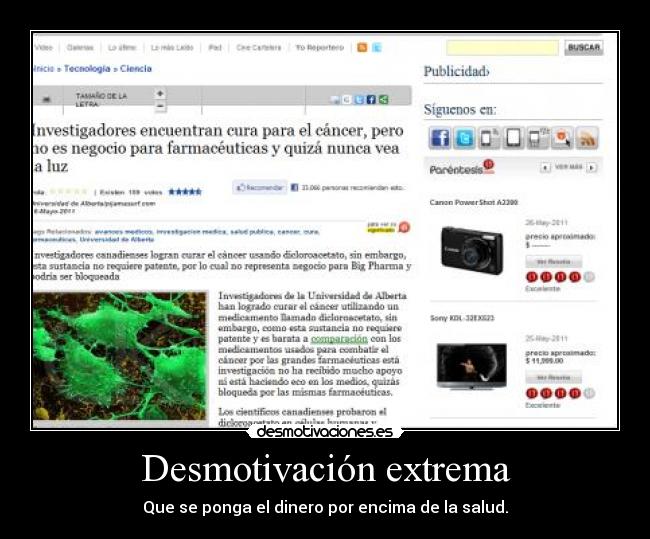Desmotivación extrema - Que se ponga el dinero por encima de la salud.